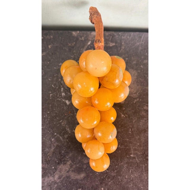 1960s Vintage Carved Alabaster Grapes on Natural Wood Stem For Sale - Image 5 of 5