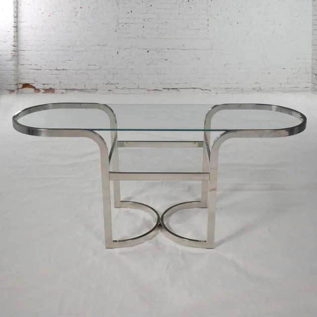 Mid-Century Modern to Modern Polished Chrome Oval Sofa or Console Table For Sale - Image 12 of 12
