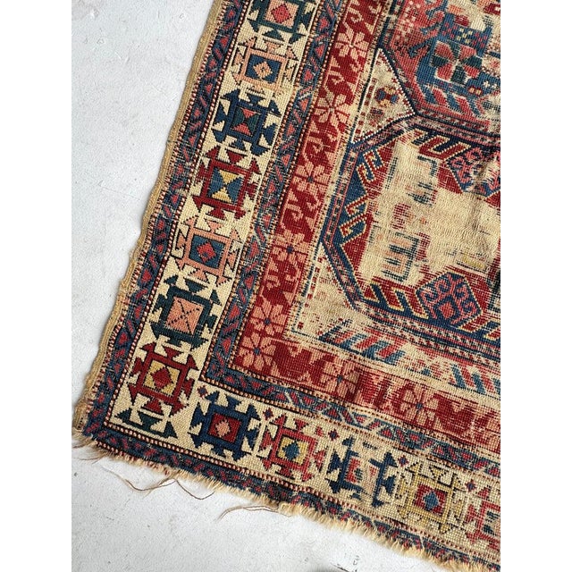 Early 20th Century Caucasia Throw Rug Character and Detailed Border Rug 3.3 x 5 For Sale - Image 4 of 8