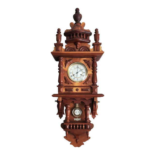 Large Late 20th Century Mechanical Wall Pendulum Clock by Franz Hermle & Sons For Sale
