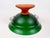 Mid-Century Modern Emerald Green Frosted Glass and Terracota Pedestal Bowl, 1950s, in Very Good conditions. Designed 1950...