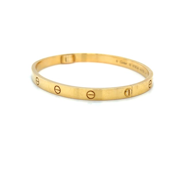 Early 21st Century Cartier, Love Medium Model Bangle Bracelet, 18k Yellow Gold, Size 18 For Sale - Image 5 of 9