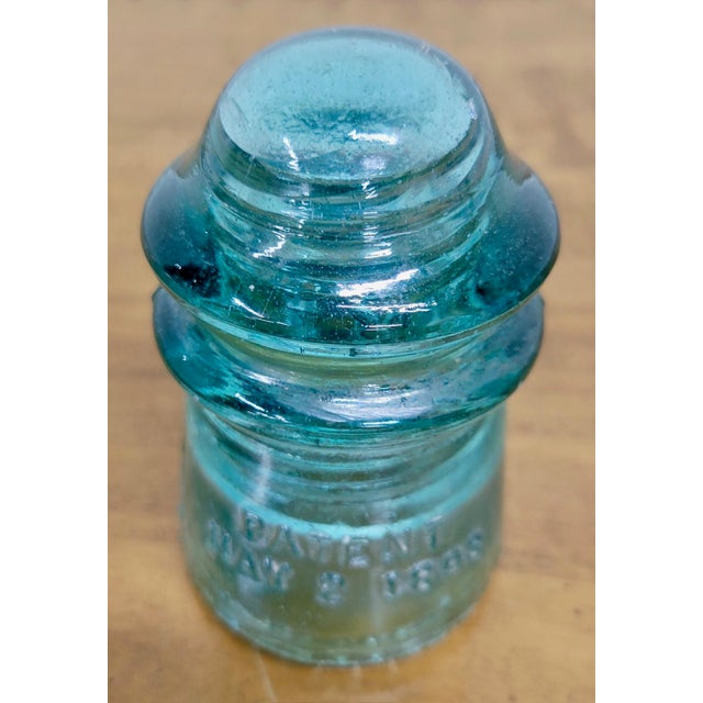 Vintage Hemingray No. 9 Aqua or Teal Glass Insulator For Sale - Image 9 of 10