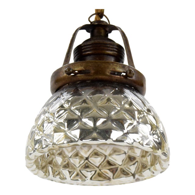 Mercury Glass Pendant Light, 1920s For Sale