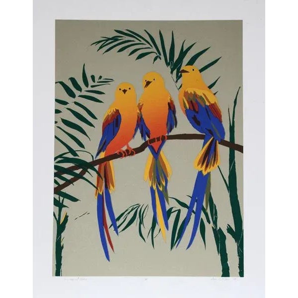 Contemporary 1980 Anne Nipper Three Tropical Robins Print For Sale - Image 3 of 3