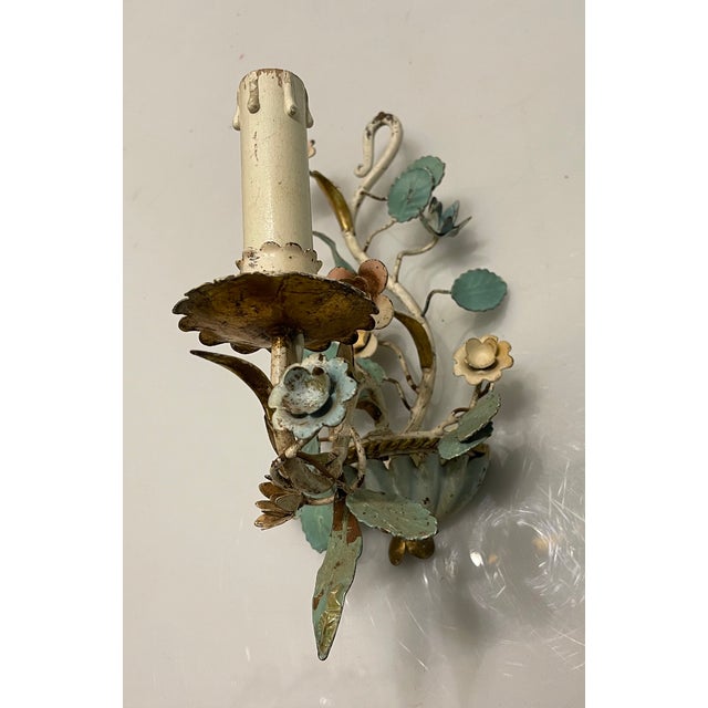 Blue Italian Tole Sconce, 1950s For Sale - Image 8 of 9