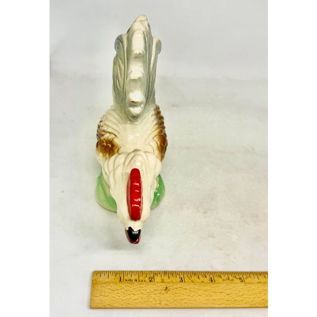 Vintage Hand-Painted Lusterware Ceramic Rooster Figurines From Brazil - A Pair For Sale - Image 11 of 12