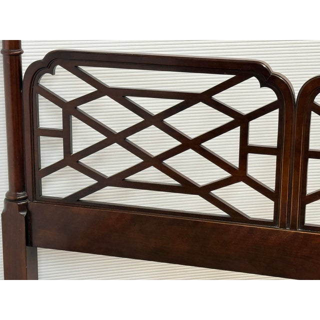 Wood Queen Size Circa 1980's Chinese Chippendale Poster Bed Frame For Sale - Image 7 of 11