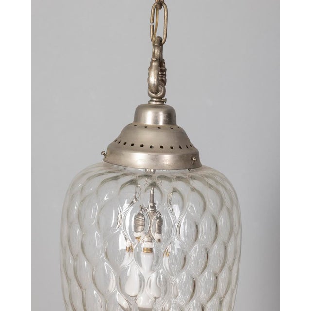 1960s Vintage Italian Pendant Lamp in Decorated Glass, 1960s For Sale - Image 5 of 9