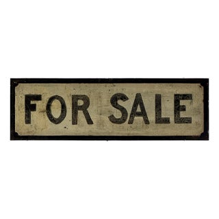 Large Vintage "For Sale" Sign Hand Painted on Sheet Metal, Early 20th Century For Sale
