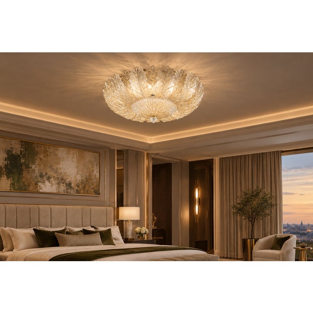 Italian 21st Century Italian Amber Anna Murano Graniglia Glass Flush Mount by Fabio LTD For Sale - Image 3 of 3