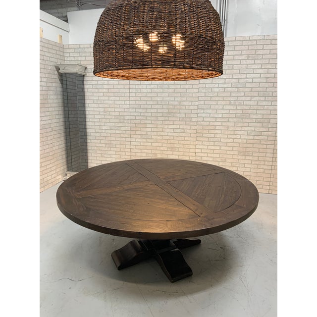 Restoration Hardware Salvaged Wood Trestle 72" Round Dining Table