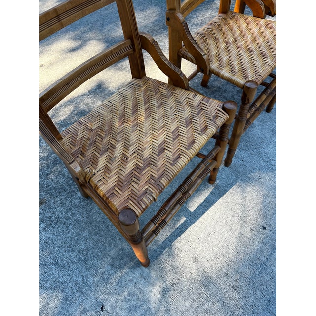 1970s 1970s Collection of Short Wooden Ladder Back Chairs- Set of 3 For Sale - Image 5 of 11