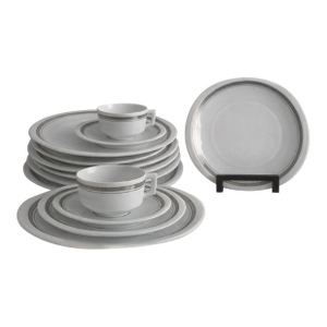1950s Bernardaud Limoges Parly 16-Pc Dinner Set 4 Place Settings France Platinum Trim