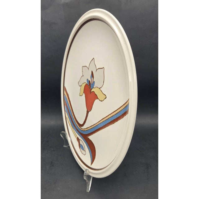 1970s 1970s Mikasa "Deco Lily" Stoneware Chop Serving Platter Designed by Joan Luntz For Sale - Image 5 of 11