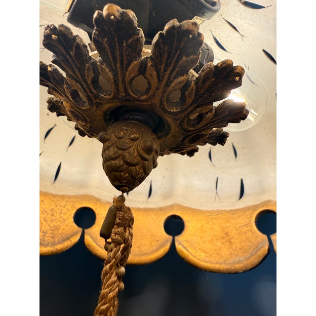 Mid 20th Century 4 Light Large Pendant Lamp With Pull Chain For Sale In Los Angeles - Image 6 of 11