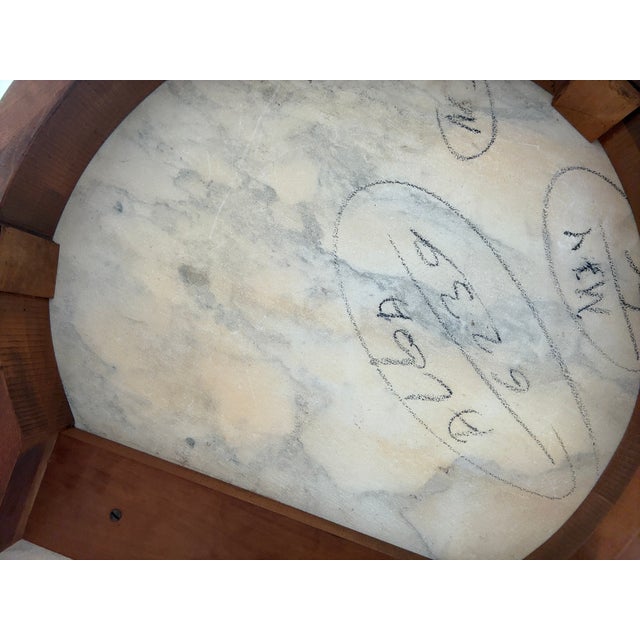 Vintage Neoclassical Three-Piece Marble Coffee Table With Hand-Carved Wood Base For Sale - Image 14 of 18