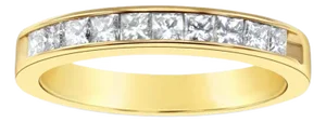 Half Carat Princess Cut Diamond Wedding Band 14k Yellow Gold, Size 8