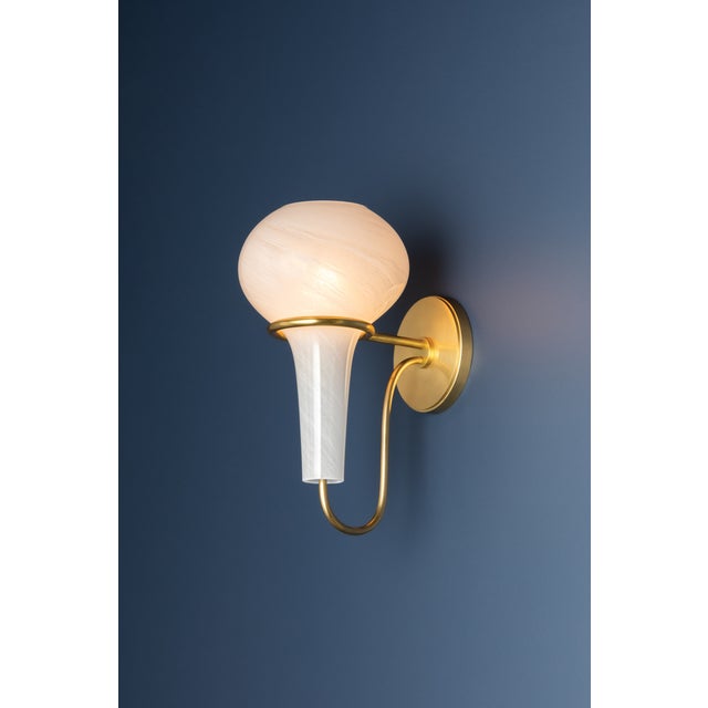 Metal Hudson Valley Lighting Adams Corner 6.75 in. 1 Light Wall Sconce in Aged Brass Finish For Sale - Image 7 of 10