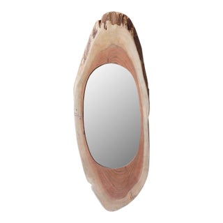 Matthew Izzo Home Morphic Acacia Wood Wall Mirror For Sale