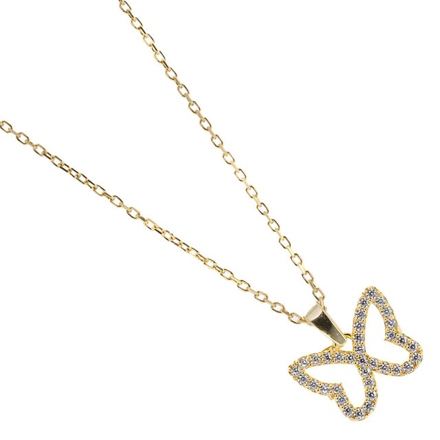 Early 21st Century Gold Sparkly Butterfly Necklace For Sale - Image 5 of 8
