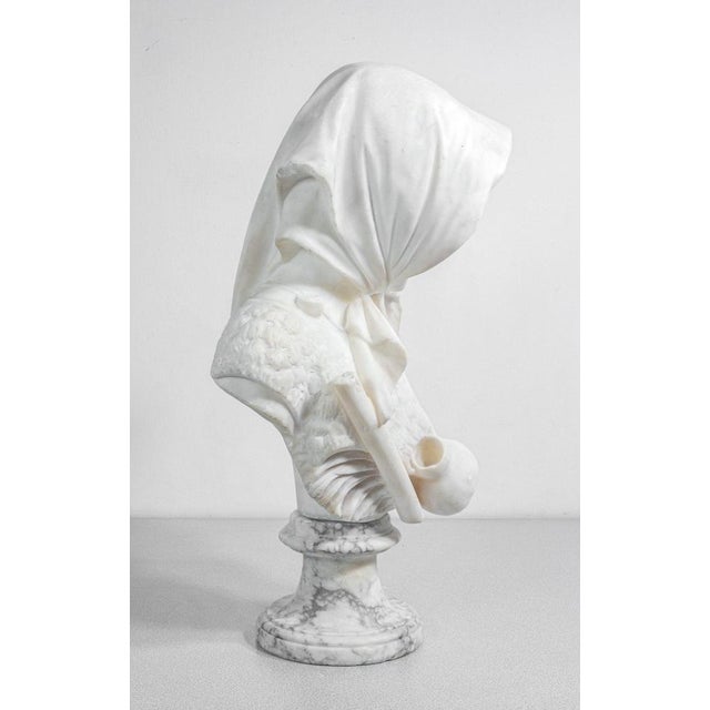 Marble Bust of a Girl with a Water Bottle. 1800s For Sale - Image 15 of 18
