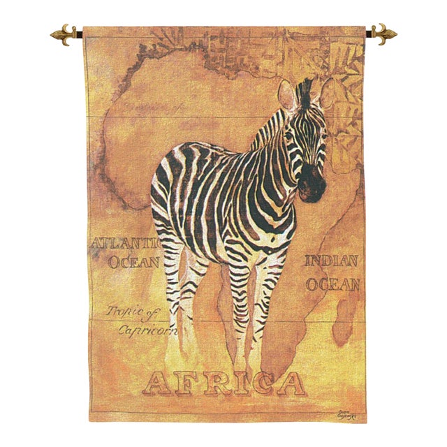 Safari Zebra Loom Woven Tapestry - 132 X 94 Cm (4'4" X 3'1") - Requires Rod Size 2 For Sale