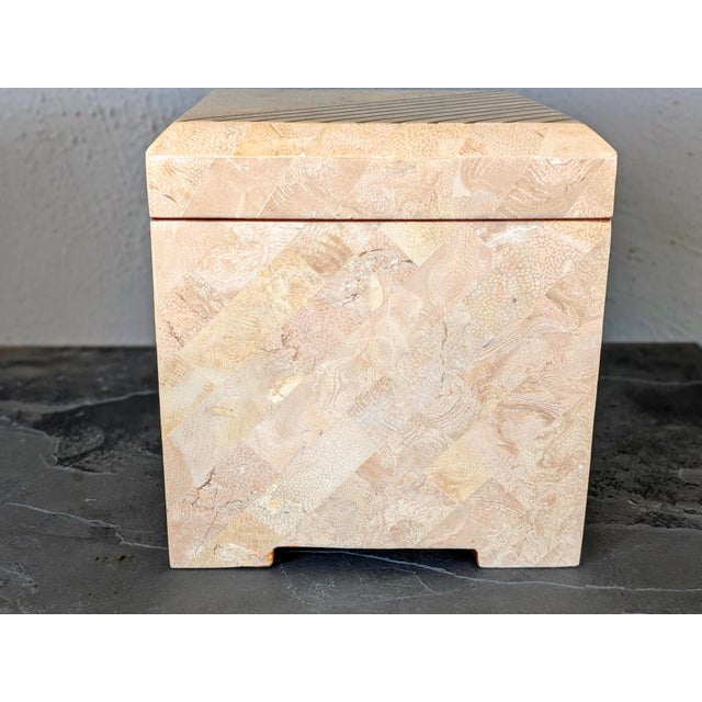 Beautifully crafted tessellated stone and brass inlaid box by Casa Bique. This vintage well cared for one owner keepsake...