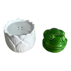 1980s Ceramic Frog and Lily Pad Salt & Pepper Shakers