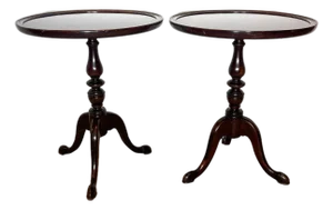 Vintage Mahogany Pedestal Tables by Brandt