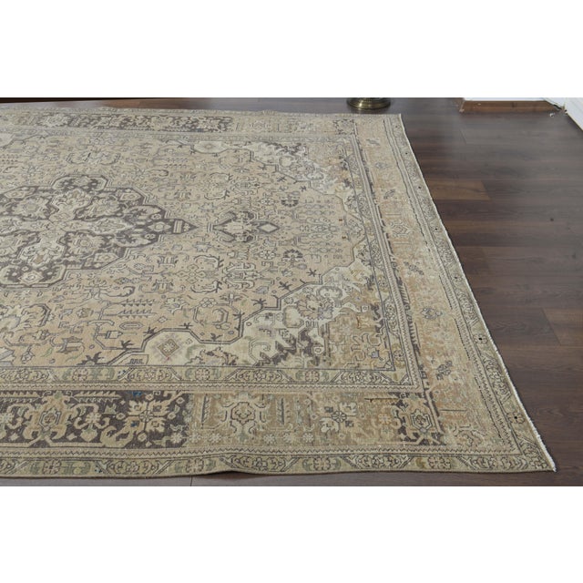 1970s Vintage Persian Handmade Wool Cotton Orange Area Rug For Sale - Image 10 of 11