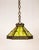Early 20th Century Cast Bronze & Green Amber Slag Glass Hex Paneled Pendant Light For Sale - Image 13 of 13