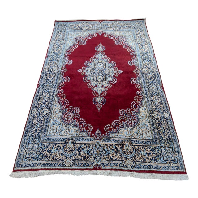 Middle Eastern Hand-Knotted Kirman Rug For Sale