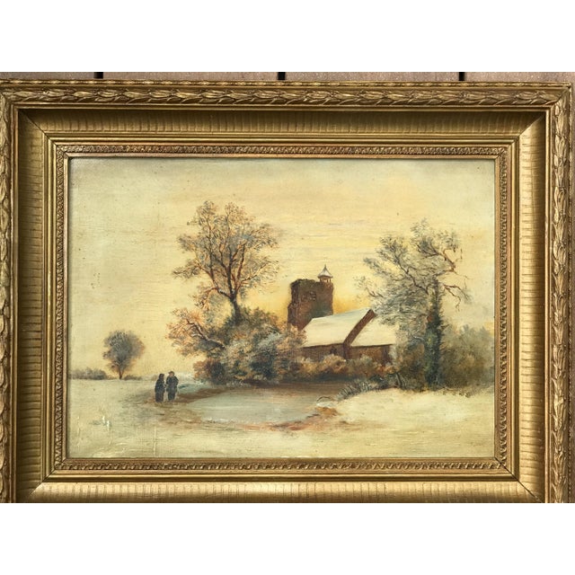 Antique English Countryside Landscape Oil Painting On Canvas from Reeves & Sons, London, (1739–1803) Historical Classical...