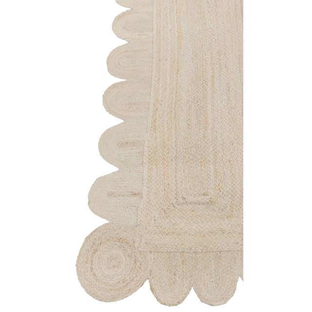 Not Yet Made - Made To Order 3'x10' Natural White Jute Scallop Hand Made Runner Rug For Sale - Image 5 of 12