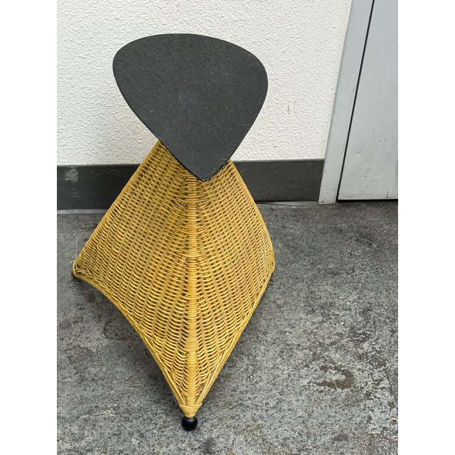 Brown Post Modern Marble + Wicker Side Table For Sale - Image 8 of 12