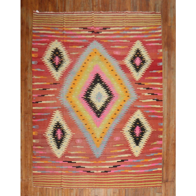 Vintage Large Scale Turkish Room Kilim - 7'11" x 11'1" For Sale - Image 9 of 9