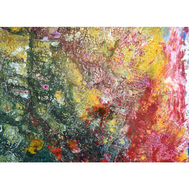 Yellow Green, Yellow, Red - Textured Expressionist Composition in Acrylic on Canvas by Charles David Francis For Sale - Image 8 of 10