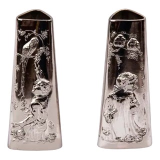 Jugendstil Alpaca Vases, 1908, Set of 2 For Sale