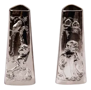 Jugendstil Alpaca Vases, 1908, Set of 2
