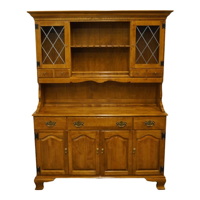 Ethan Allen Heirloom Nutmeg Maple 58" Buffet W. Display China