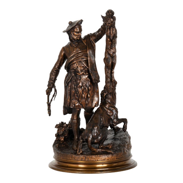 French Antique Bronze Sculpture “Scottish Hunter”, Pierre Jules Mene Ca. 1900 For Sale
