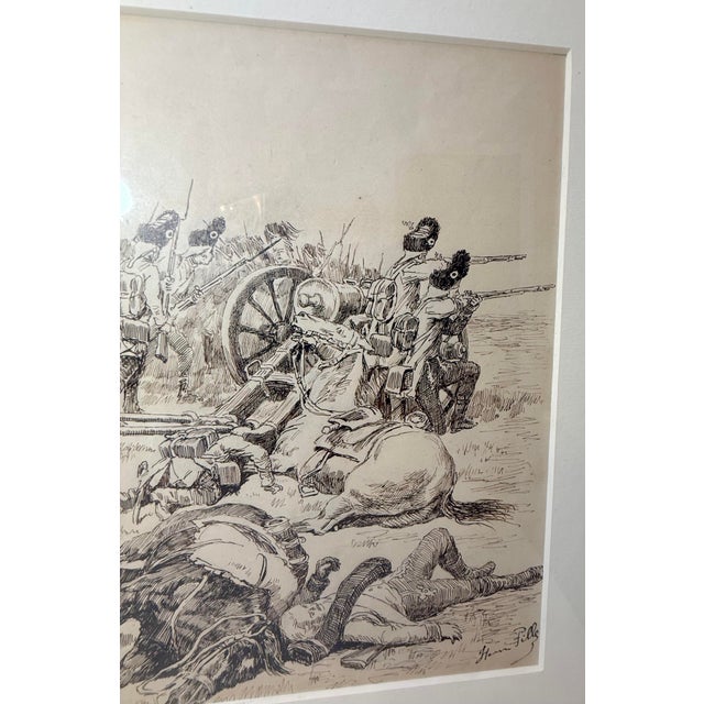 Black Original 19th Century Antique Henri Pille Military War Battle Pen Ink Drawing For Sale - Image 8 of 18