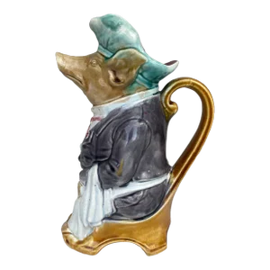 Majolica Pig Waiter Pitcher Onnaing, Circa 1900