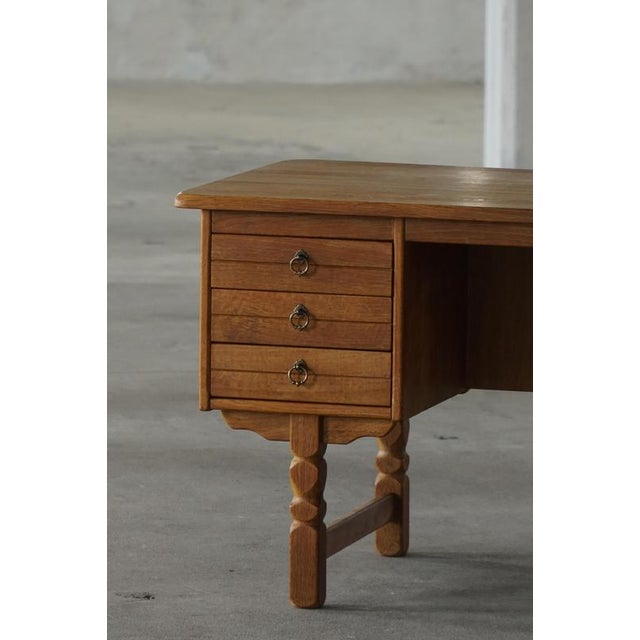 1950s Mid-Century Modern Danish Freestanding Desk in Oak attributed to Henning Kjærnulf, 1950s For Sale - Image 5 of 18