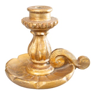 Mid Century Italian Florentine Giltwood Chamber Stick Candle Holder For Sale