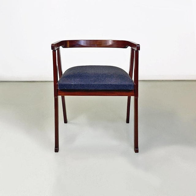 Mid-Century Scandinavian Wood and Dark Grey Fabric Chair with Armrests, 1960s For Sale - Image 4 of 14