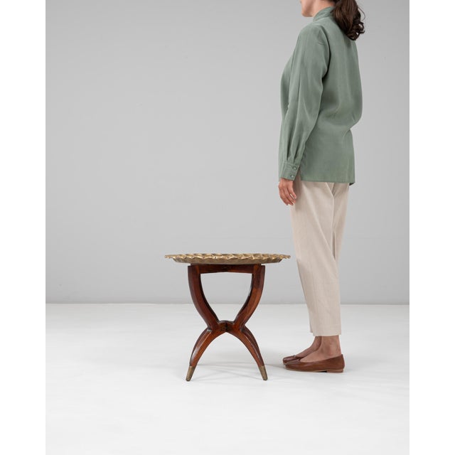 Mid-Century Modern 1970s Moroccan Mid-Century Walnut Coffee Table With Spider Legs and Bronze Top For Sale - Image 3 of 18