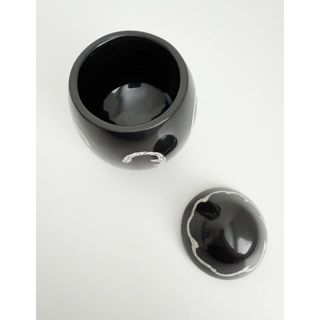 Jean Dunand Late 20th Century Art Deco Jean Dunand Style Eggshell Lacquer Egg Canister Box For Sale - Image 4 of 10