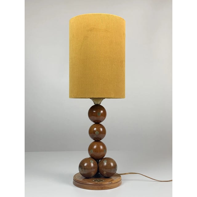 Dutch Handcrafted Commemorative Wooden Sphere Ball Table Lamp, 1976 For Sale - Image 9 of 9
